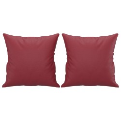 Canapé 2 places avec oreillers bordeaux 120 cm similicuir 