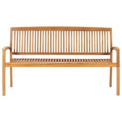 Banc de jardin empilable et coussin 159 cm Bois de teck massif 