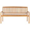 Banc de jardin empilable et coussin 159 cm Bois de teck massif 