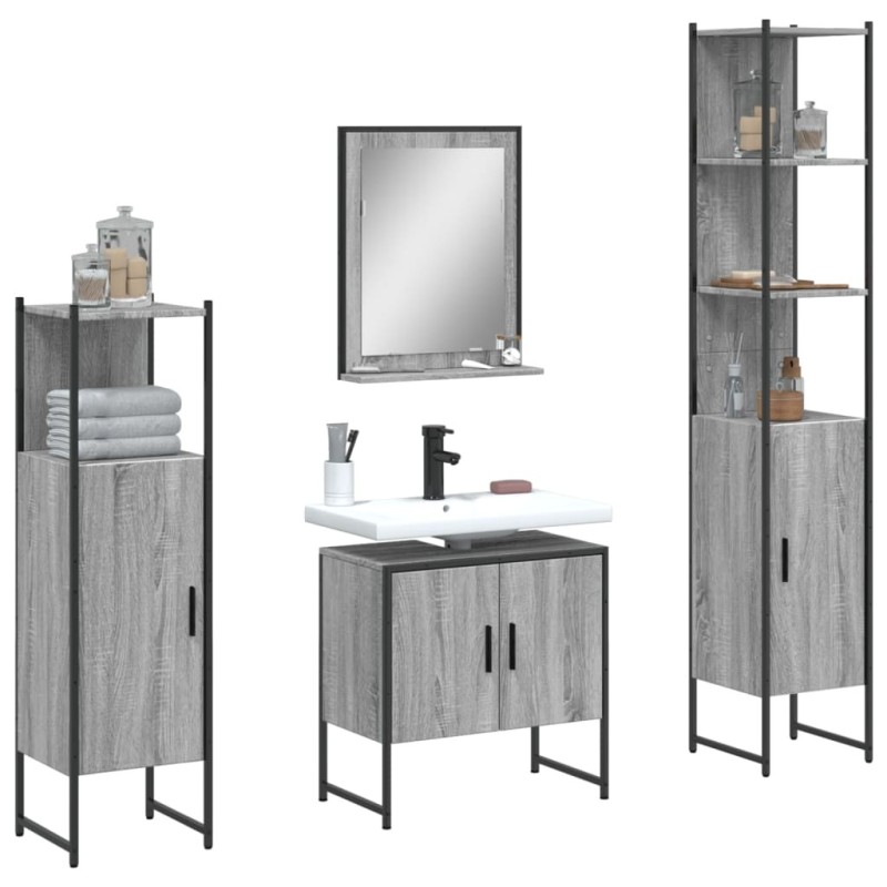 Ensemble d'armoires de salle de bain 4 pcs sonoma gris Ensemble d'armoires de salle de bain 4 pcs sonoma gris