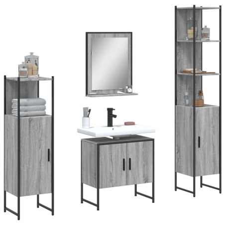 Ensemble d'armoires de salle de bain 4 pcs sonoma gris 