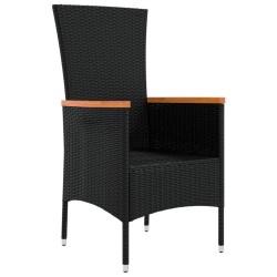 Chaises de jardin lot de 4 avec coussins Résine tressée Noir 