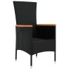Chaises de jardin lot de 4 avec coussins Résine tressée Noir 