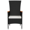 Chaises de jardin lot de 4 avec coussins Résine tressée Noir 