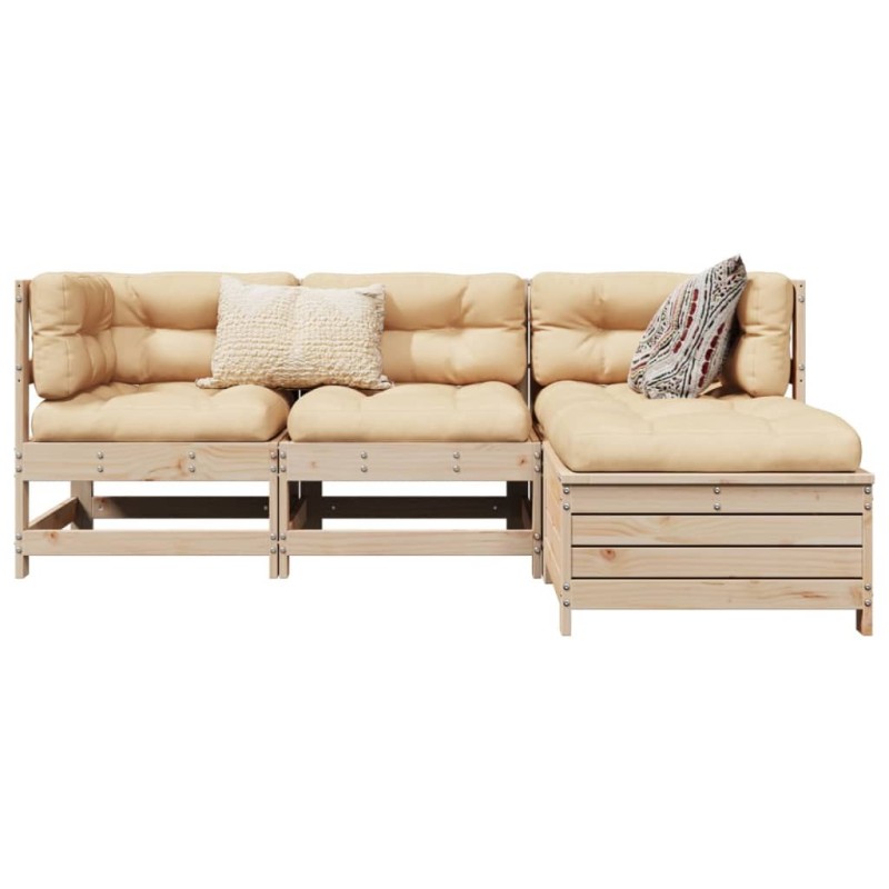 Salon de jardin 4 pcs bois massif de pin 