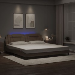 Cadre de lit avec lumières LED cappuccino 200x200 cm similicuir 