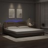 Cadre de lit avec lumières LED cappuccino 200x200 cm similicuir 