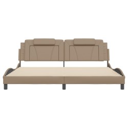Cadre de lit avec lumières LED cappuccino 200x200 cm similicuir 