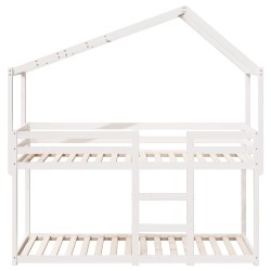 Lit superposé sans matelas blanc 80x200 cm bois de pin massif 