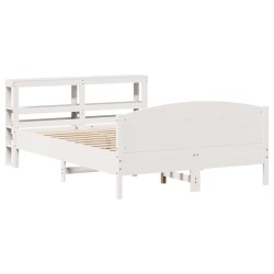 Cadre de lit sans matelas blanc 150x200 cm bois de pin massif 