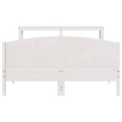 Cadre de lit sans matelas blanc 150x200 cm bois de pin massif 
