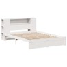 Lit bibliothèque sans matelas blanc 135x190 cm bois pin massif 