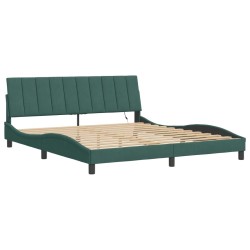 Cadre de lit avec lumières LED vert foncé 180x200 cm velours 