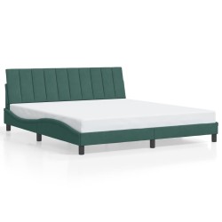 Cadre de lit avec lumières LED vert foncé 180x200 cm velours 