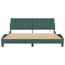 Cadre de lit avec lumières LED vert foncé 180x200 cm velours 