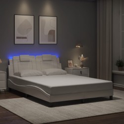 Cadre de lit avec LED sans matelas blanc 140x190 cm 