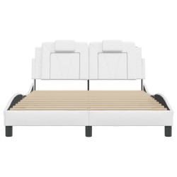 Cadre de lit avec LED sans matelas blanc 140x190 cm 
