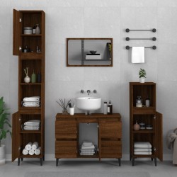 Ensemble de meubles de salle de bain 3 pcs Chêne marron 