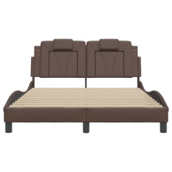 Cadre de lit avec LED sans matelas marron 140x200 cm 