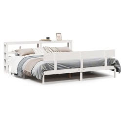 Cadre de lit sans matelas blanc 200x200 cm bois massif de pin 