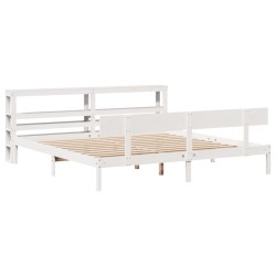 Cadre de lit sans matelas blanc 200x200 cm bois massif de pin 