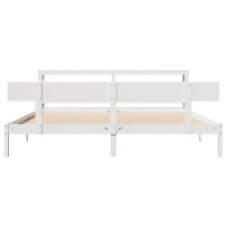 Cadre de lit sans matelas blanc 200x200 cm bois massif de pin 