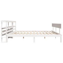Cadre de lit sans matelas blanc 200x200 cm bois massif de pin 