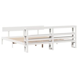 Cadre de lit sans matelas blanc 200x200 cm bois massif de pin 