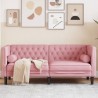 Canapé Chesterfield avec traversins 2 places rose velours 