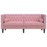 Canapé Chesterfield avec traversins 2 places rose velours 
