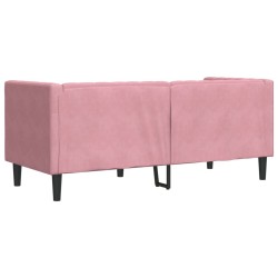 Canapé Chesterfield avec traversins 2 places rose velours 