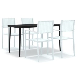 Ensemble à manger de jardin 5 pcs Blanc 