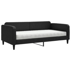 Lit de jour avec matelas noir 100x200 cm tissu 
