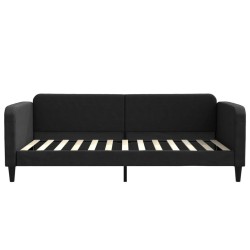Lit de jour avec matelas noir 100x200 cm tissu 