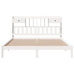 Lit bibliothèque sans matelas blanc 180x200 cm bois pin massif 