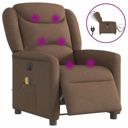 Fauteuil inclinable de massage électrique marron tissu 