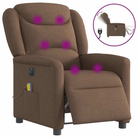 Fauteuil inclinable de massage électrique marron tissu 