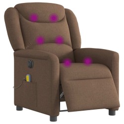 Fauteuil inclinable de massage électrique marron tissu 