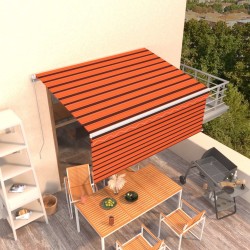 Auvent rétractable manuel avec store 3x2,5 m Orange et marron   
