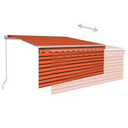 Auvent rétractable manuel avec store 3x2,5 m Orange et marron   
