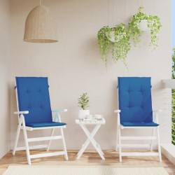 Coussins de chaise de jardin à dossier haut lot de 2 bleu royal 