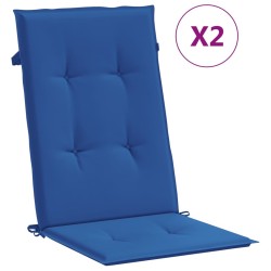 Coussins de chaise de jardin à dossier haut lot de 2 bleu royal 