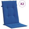 Coussins de chaise de jardin à dossier haut lot de 2 bleu royal 