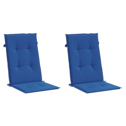 Coussins de chaise de jardin à dossier haut lot de 2 bleu royal 