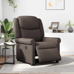 Fauteuil inclinable électrique Marron brillant Similicuir 