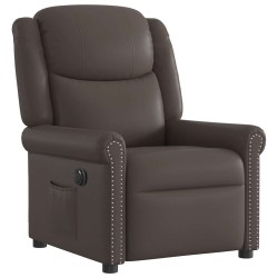 Fauteuil inclinable électrique Marron brillant Similicuir 