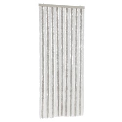 Rideau anti-mouches gris clair et blanc 56x200 cm chenille 