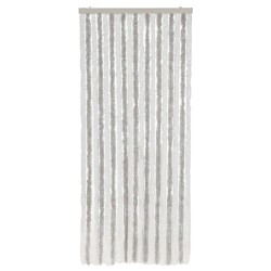 Rideau anti-mouches gris clair et blanc 56x200 cm chenille 