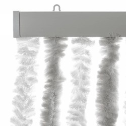 Rideau anti-mouches gris clair et blanc 56x200 cm chenille 