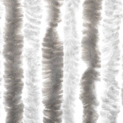 Rideau anti-mouches gris clair et blanc 56x200 cm chenille 